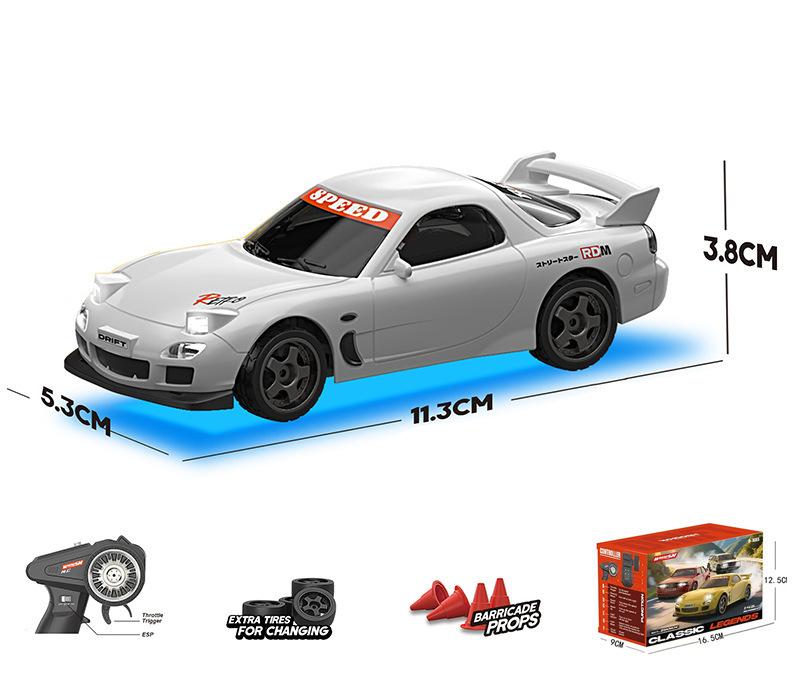 MAV2  Whoosh 1:43 Mini High Speed Drift 4wd Led Racing Car For Mazda Rx7 Subaru Kids Remote Control Car Model Toy Ges
