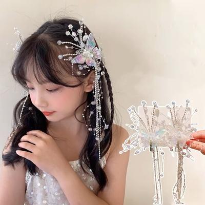 New Butterfly Tassel Pearl Exquisite Hairpin Princess Bride Wedding Dress Headwear Senmeisen Crystal Hair Accessories