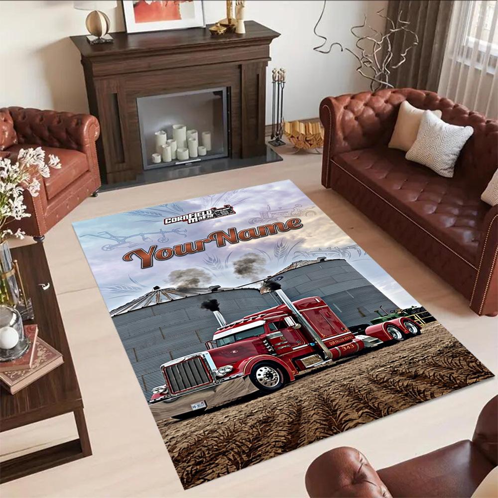 Kw Heavy Trucks Customize Your Name Area Rug Perfect for Study room Hallway Kitchen Game Room Antislip Carpet Anime Office Decor Wedding Party Gift
