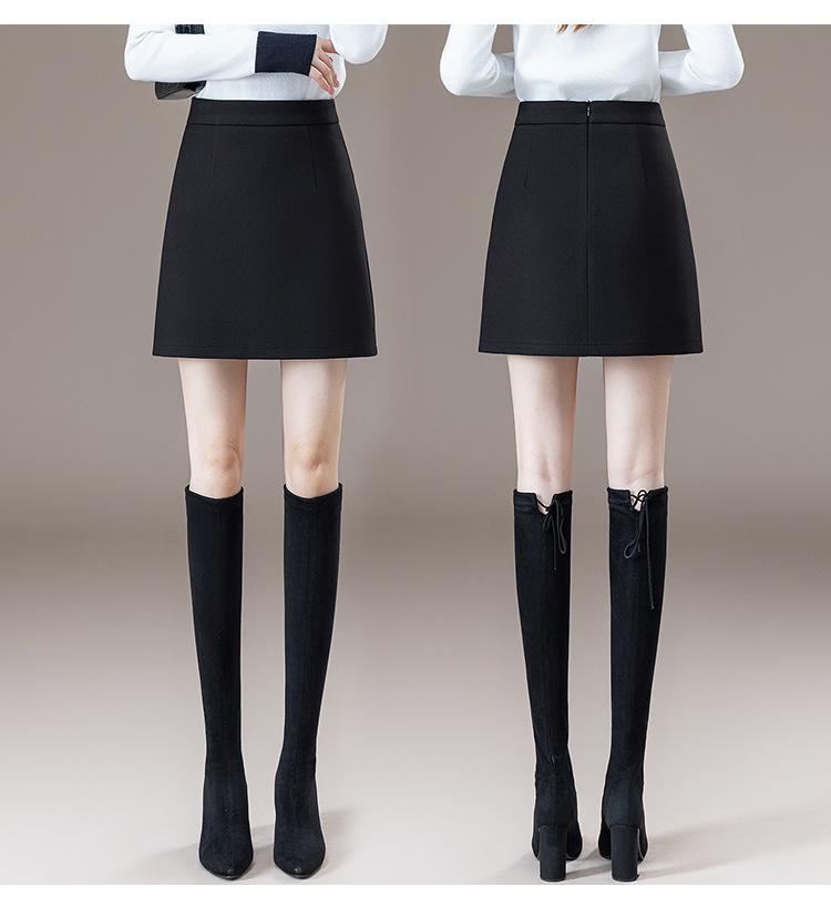 2025 Herbst/Winter Damen High-Waist Schlankmachender A-Linien Wollrock - Kurz, Gerade, Hüftbetont, Bequem.