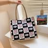 New Printed Large Capacity Fashionable Commuting Women's Bag for College Students In Class One-shoulder Tote Bag Handheld Cotton and Linen Bag Trend