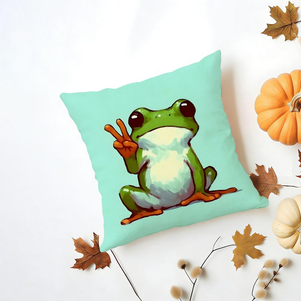 FFrog Aesthetic Cushion Cover Washable Linen Pillowcase Soft  for Daily Sofa Bed Home Room Decor