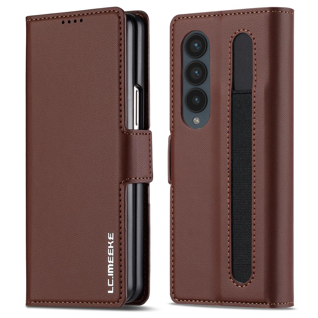LC.IMEEKE L1 For Samsung Galaxy Z Fold4 5G Stand Case Texture PU Leather Wallet Phone Cover