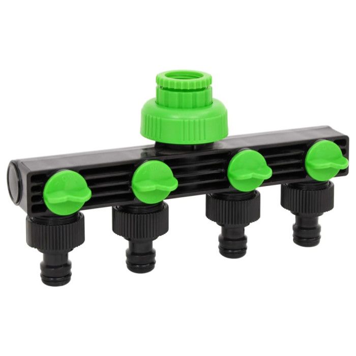 Adaptateur de robinet à 4 voies vert noir 19,5x6x11 cm ABS &amp; PP