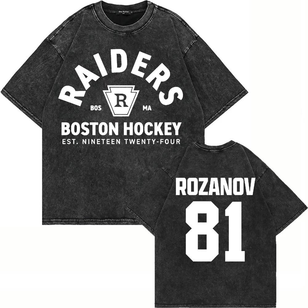 100% Algodón Lavado Vintage Rivalidad Caliente Ilya Rozanov 81 Boston Raiders Camiseta Hombre Scott Hunter Shane Hollander Camisetas Lavado Ácido
