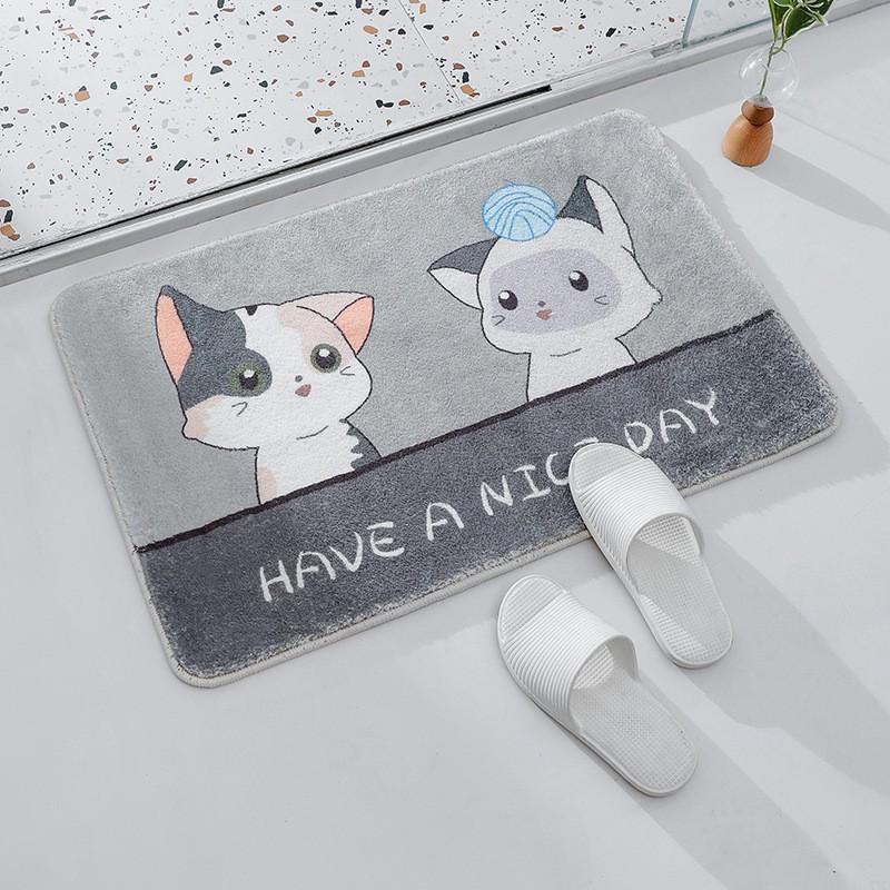 Absorbent Bath Mat Non-Slip Floor Rug Bathroom Kitchen Bedroom Entrance Soft Plush Carpet Cartoon Design