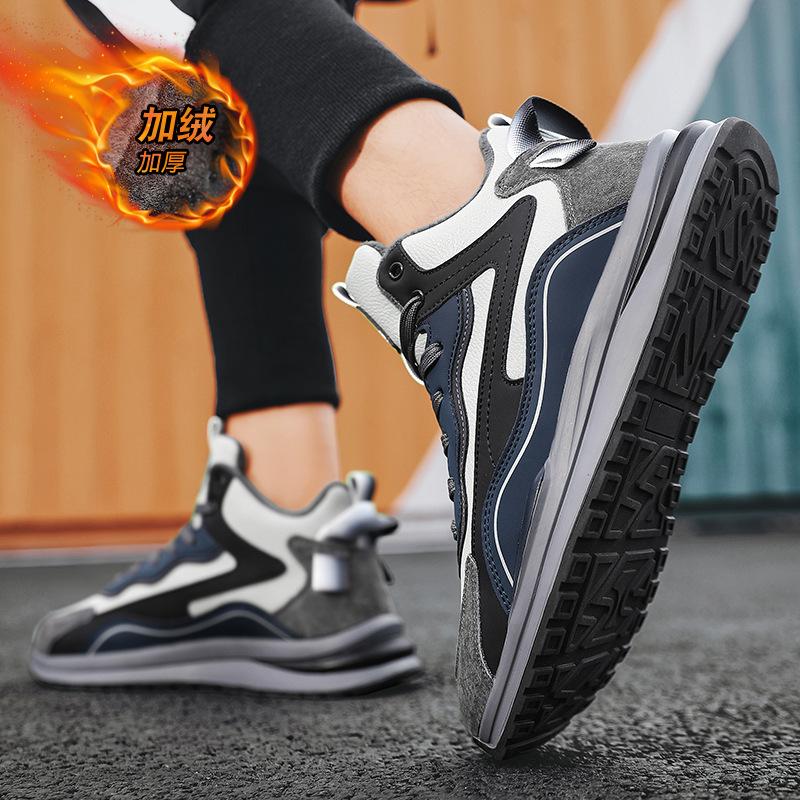 Cotton shoes men's 2025 summer new high-top velvet thickened leisure sports thick-soled warm and cold-resistant travel dad shoes