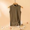 Women's Thermal Velvet Cationic Vest - Slimming Sleeveless, Half-High Collar for Autumn/Winter