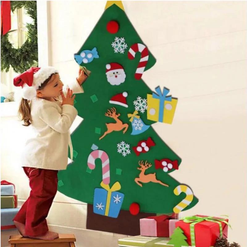 DIY Filz Weihnachtsdekorationen Weihnachtsbaum Tür Wandbehang Ornamente Filz-Weihnachtsbaum Neujahr Weihnachtsmann Weihnachten Kindergeschenke