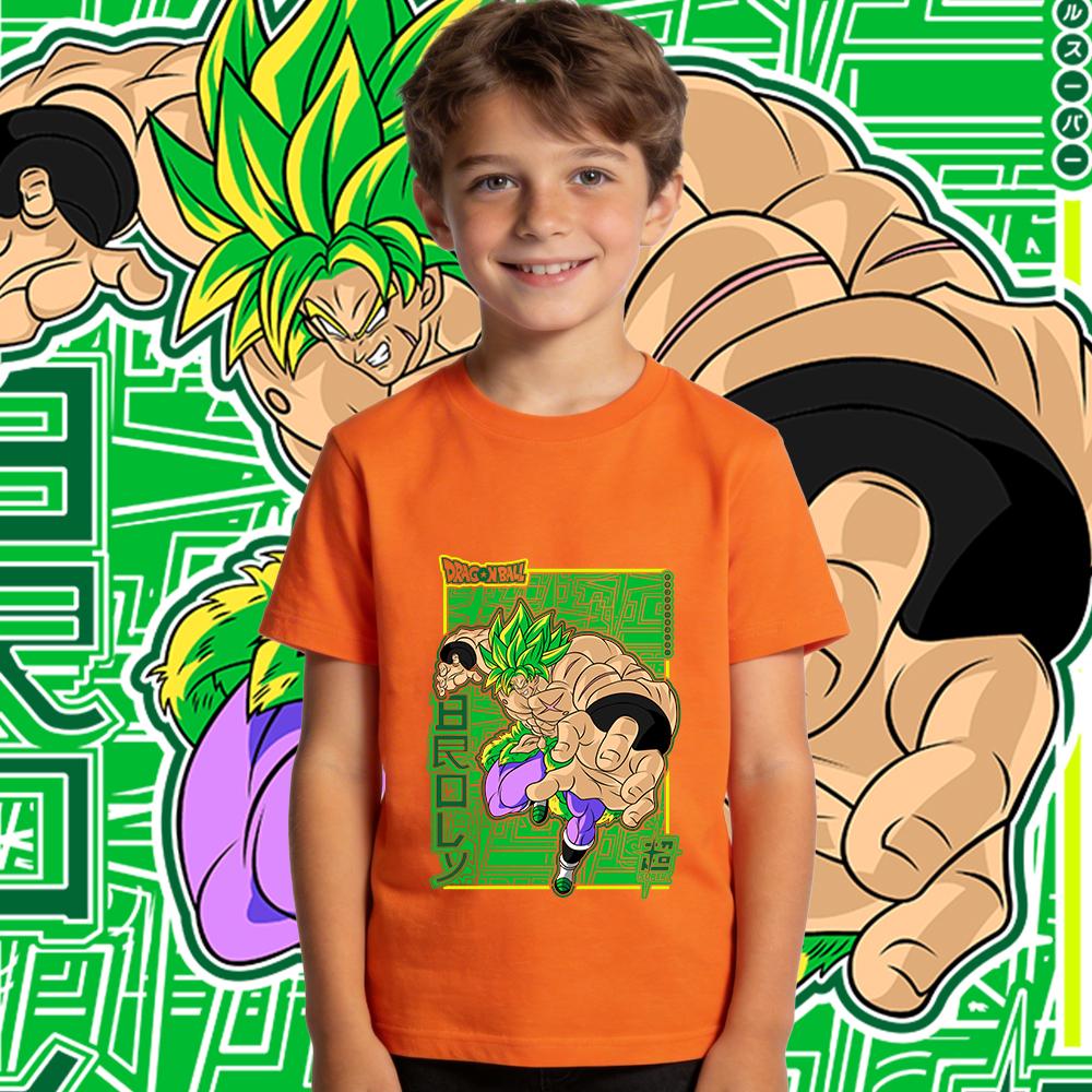 Dbs Broly Anime Print Cotton T Shirt for Boys and Girls Kids Casual Short Sleeve Tee Top Soft Breathable Summer Clothes