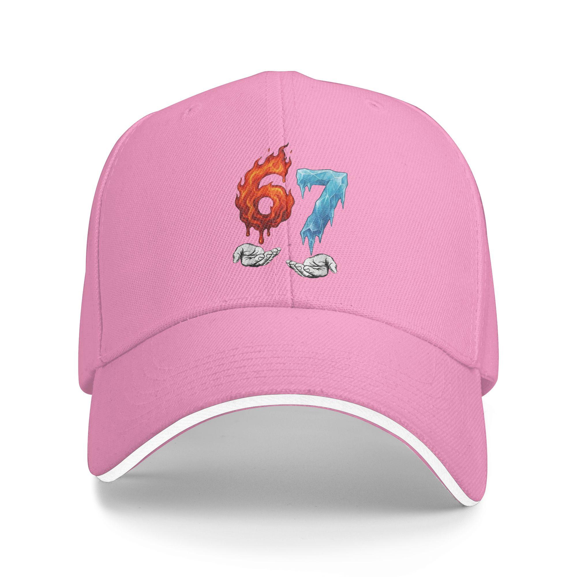 

6 7 Meme Six Seven Ice 67 Flames Funny Sun Baseball Cap Summer Fashion Trucker Hat For Men Women Hiking Fishing Baseball Caps One Size розовый