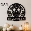 Seasonal House Ornaments Skull Metal Door Sign, Gothic Spooky Skeleton Head Hanging Wall Exquisite Carving Craft Art for Man Cave, Bar, Bedroom,