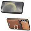 For Samsung Galaxy S25+ Magnetic Case Detachable Card Bag Leather Back Cover with Kickstand