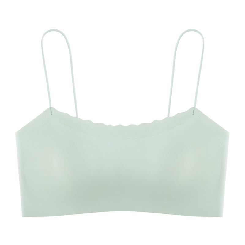 Summer thin shoulder straps seamless underwear women's tube top bra without steel ring small chest gathered smooth fixed cup bra breathable