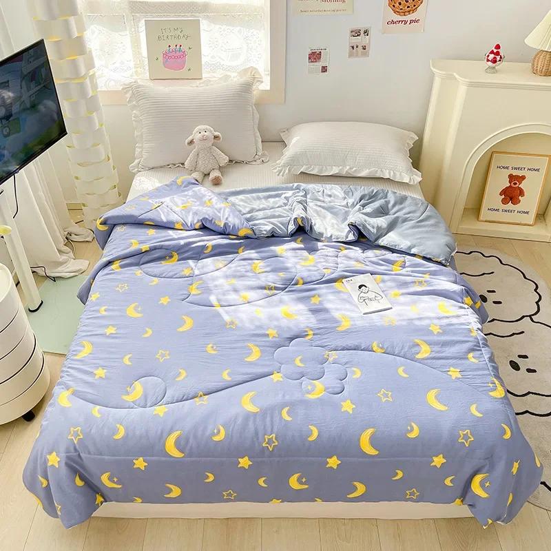 Cute Dinosaur Quilts Summer Spring Breathable Polyester Cotton Twin Full Size Bed Blanket Soft Thin Boys Girls Home Textile