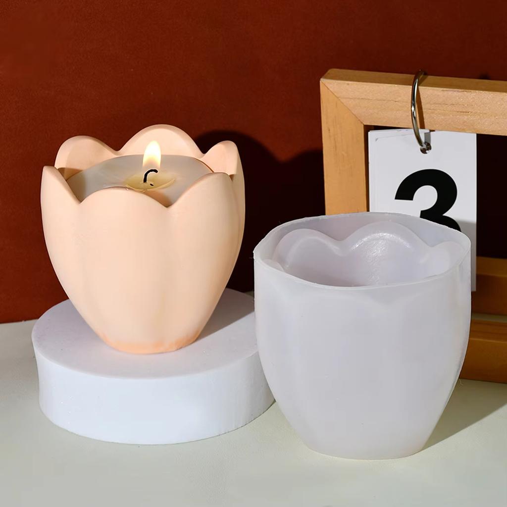 DIY Blomsterformet Silikonform Gipsstøping Lysform Hjemmedekorasjon Gave Aromaterapi Lysestakeform