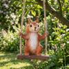 Resin Squirrel On Swing Weatherproof Squirrel Figurine Garden Decoration  Indoor