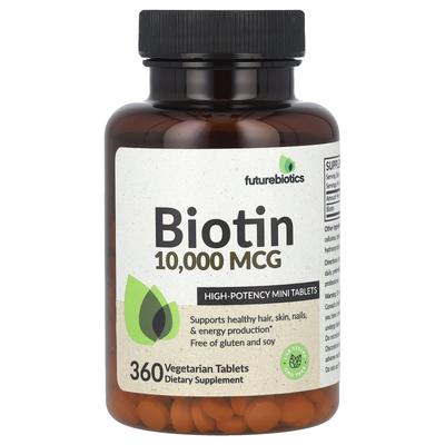 Biotin, vysoká účinnost, 10 000 mcg, 360 vegetariánských tablet