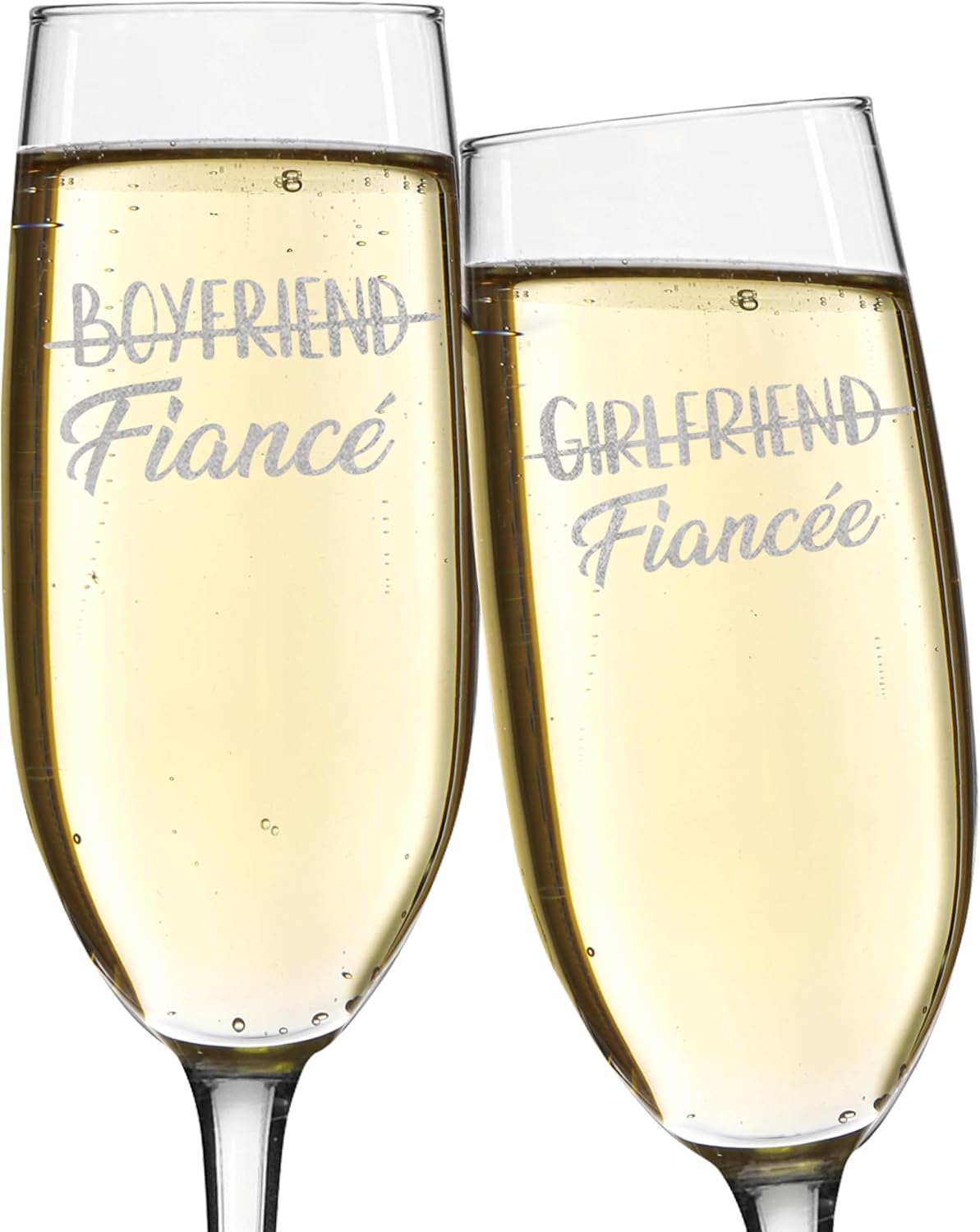 His & Hers Engraved Champagne Flutes 8 oz - Couple Gift Set for Boyfriend to Fiancé & Girlfriend to Fiancée чистый