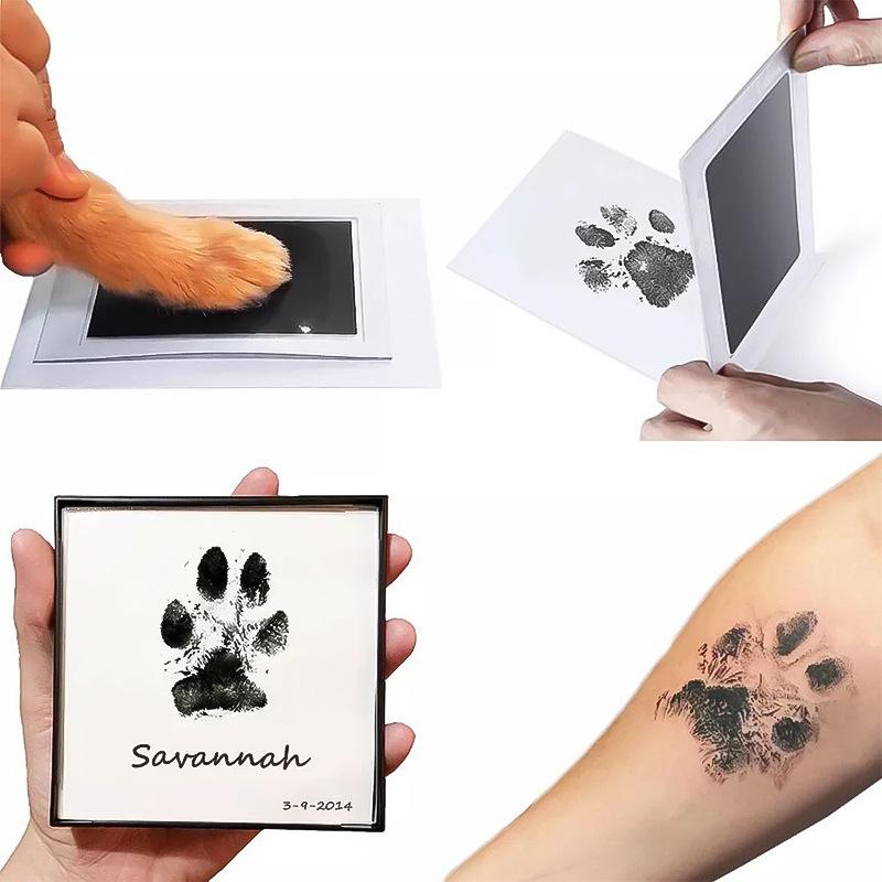 Pet Paw & Handprint Photo Frame – No-Wash Ink Pad for Cats, Dogs, Babies