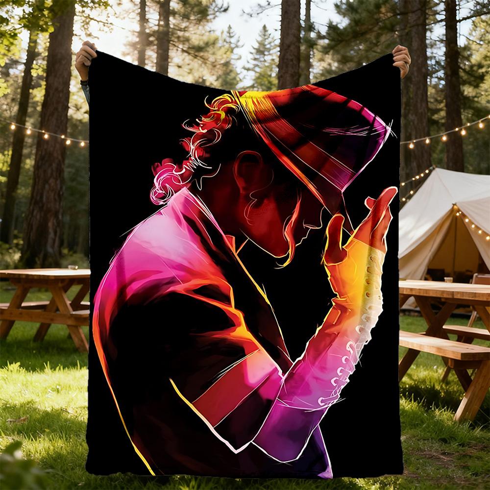 1pc Dance Legend Michael Jackson Outdoor Blanket Lightweight Flannel, Soft & Warm, All-Season Use for Sofa, Outdoor, Camping, Living Room021
