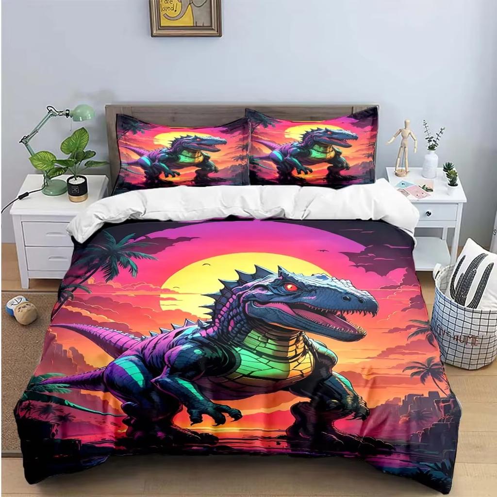 Mode 3D Dinosaur J-Jurassic Park Tryck Sängkläder Sängförsörjningsset Påslakan Sängöverkastset Sängklädesset Lyxgåva