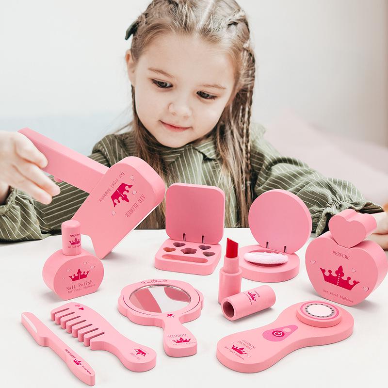 Children's Wooden Makeup & Jewelry Role-Playing Set for Girls