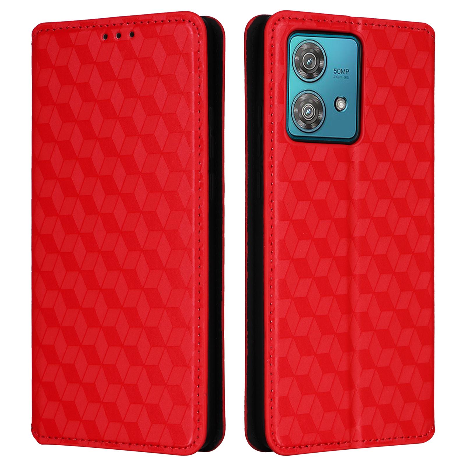 

For Motorola Edge 40 Neo 5G Cover Imprinted Wallet Leather Stand Phone Case Red