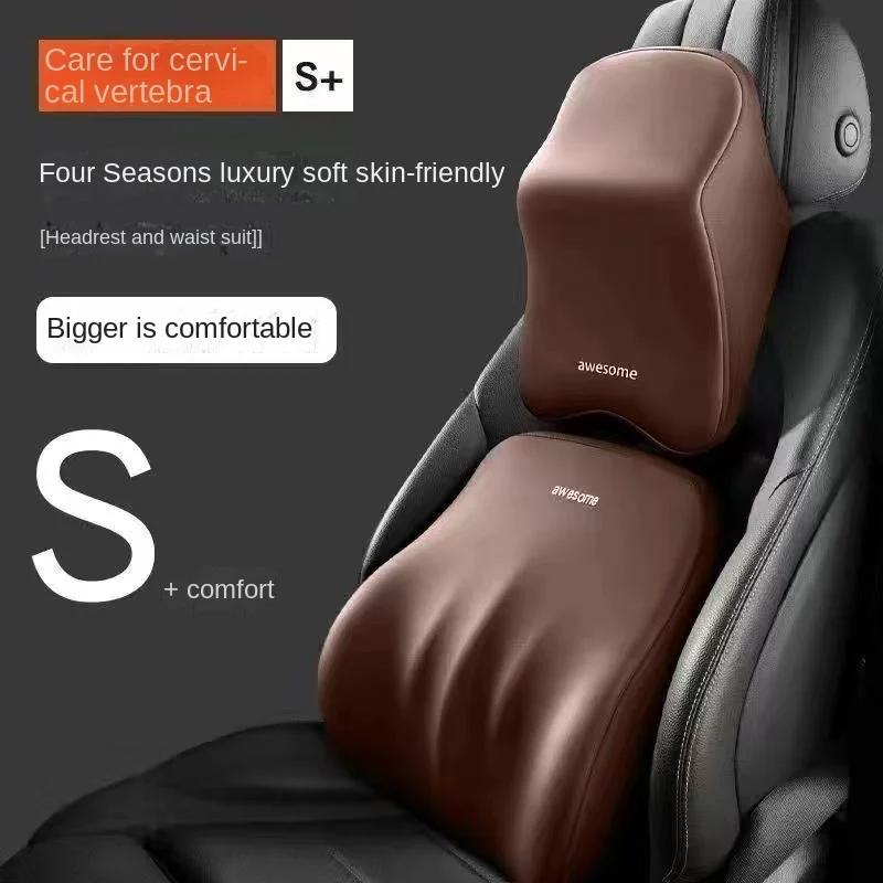 TOH Car Headrest Lumbar Support Pillow Memory Foam Neck Cushion With Shoulder Protector For Enhanced Comfort Tools Visible