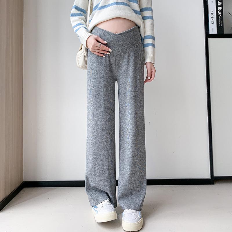 

Брюки для беременных с низкой посадкой 2024: Послеродовая одежда, на бархатной подкладке, свободного прямого кроя, коллекция осень/зима XL