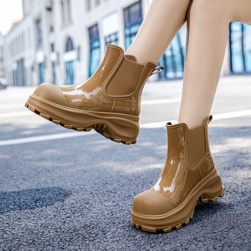 New Internet Celebrity Martin Rain Shoes Women's Fashion Outer Wear Medium Tube Waterproof Shoes Thick Sole Non-slip Wear-resistant Rain Boots