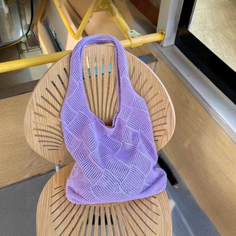 Vintage Hohlstricktasche Gewebte Tasche Damenhandtasche Häkeltasche Einfarbige Hohl-Henkeltasche Reise-Umhängetasche