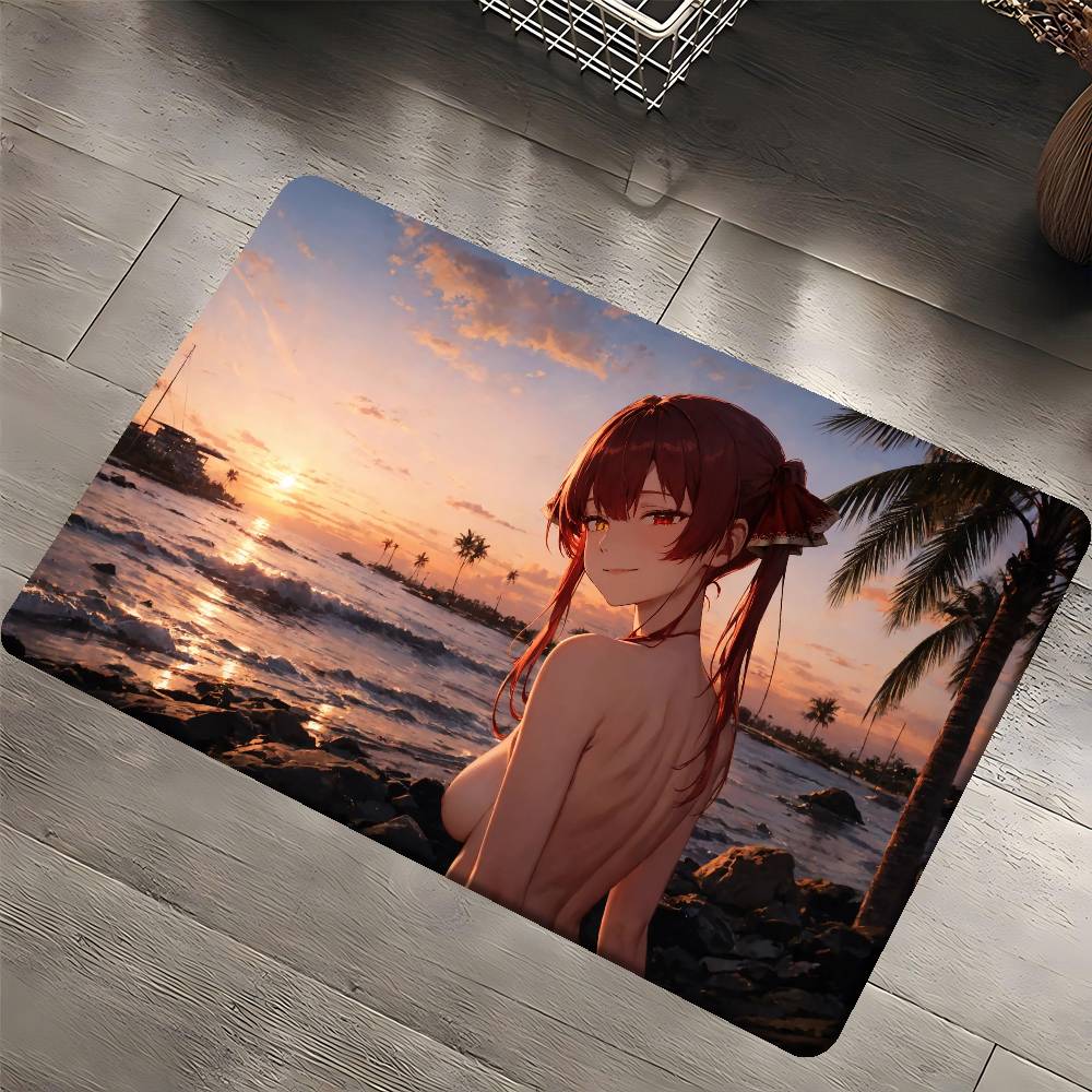 Hololive Houshou Cartoon Room Mats Anti-slip Absorb Water Long Strip Cushion Bedroon Mat Household Carpets
