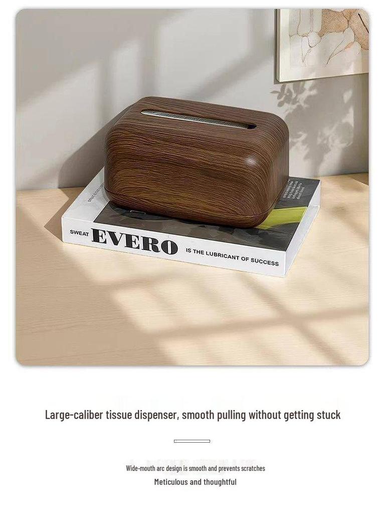 Faux Walnut Chinese-Style Tissue Box for Home, Dining Room, Living Room, Coffee Table, Hotel, B&B Storage