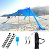 Strandzelt Sonnenschutz mit UPF 50+ UV-Schutz, Strandüberdachung Sonnensegel mit Sandsäcken, Stangen und Erdnägeln und Windschutzseilen