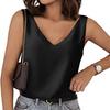 Women Tank Top V-neck Solid Color Sleeveless Low-cut Loose Daily Wear Pullover Satin Women Summer Vest Women Clothes
