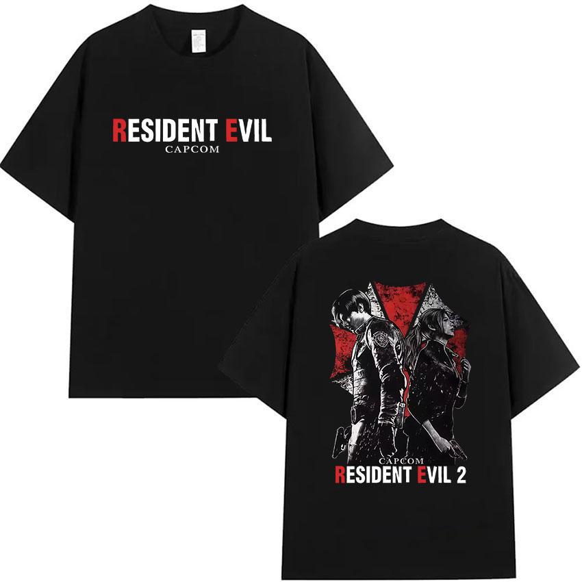 Hot Game Leon Kennedy Resident Evil Graphic T Shirt Mens Summer Gothic Short Sleeve Tshirts Man 100 Cotton Tshirt Streetwear