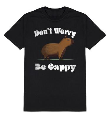 Nie martw się, bądź Cappy T-shirt Męski Zabawny Kapibara Gryzoń Slogan Bawełna