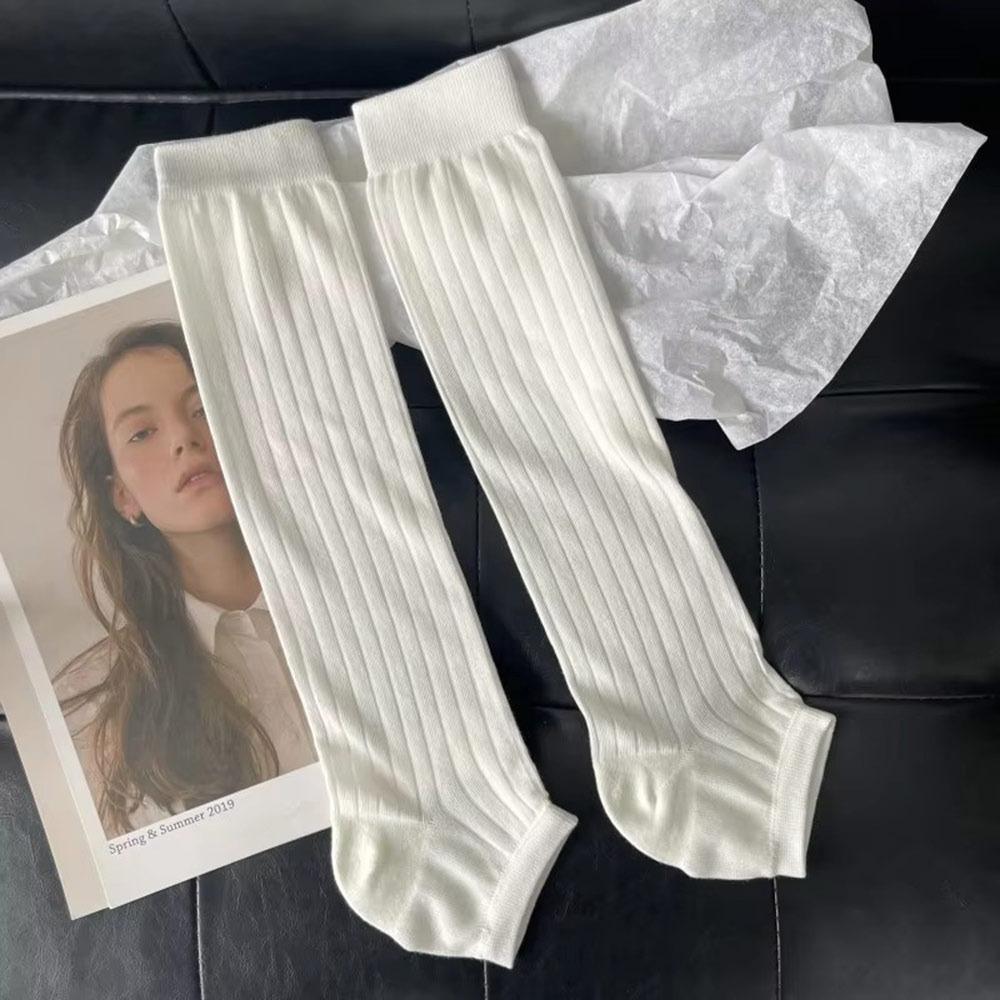 Breathable Vertical Stripes Leg Socks High Tube Women Daily Sock Casual Calf Socks