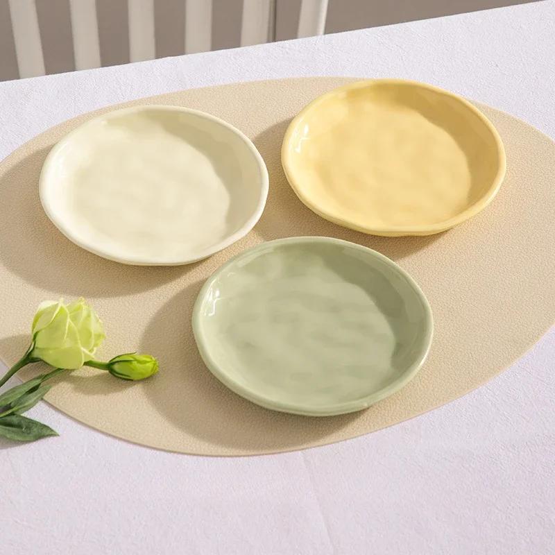 Cream Luxury Plate Bone Dish Household Food Grade Ceramic Snack Cake Dining Table Storage Decoration Ins