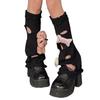 Aesthetic Fashion Ripped Hole Knitted Leg Warmer Streetwear Harajuku Boot Cover 3D Bloody Bear Doll Leg Sleeve for Women