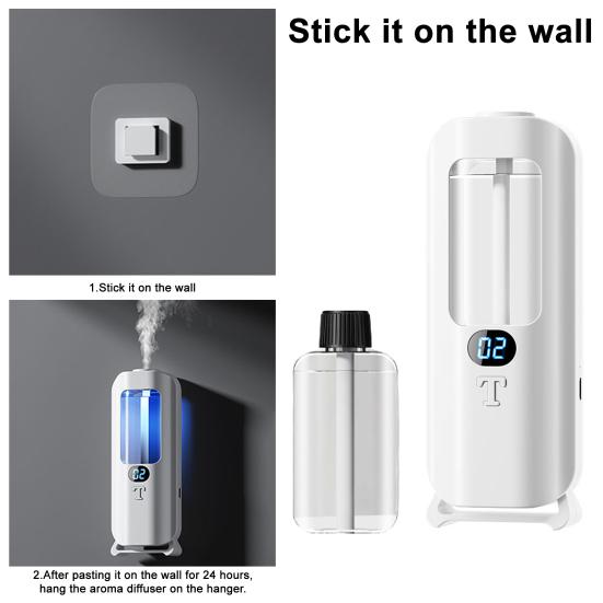Rechargeable Aromatic Dispenser Essential Oil Diffuser with Light Timer Function 5 Modes Wall Mount Aromatherapy Machine