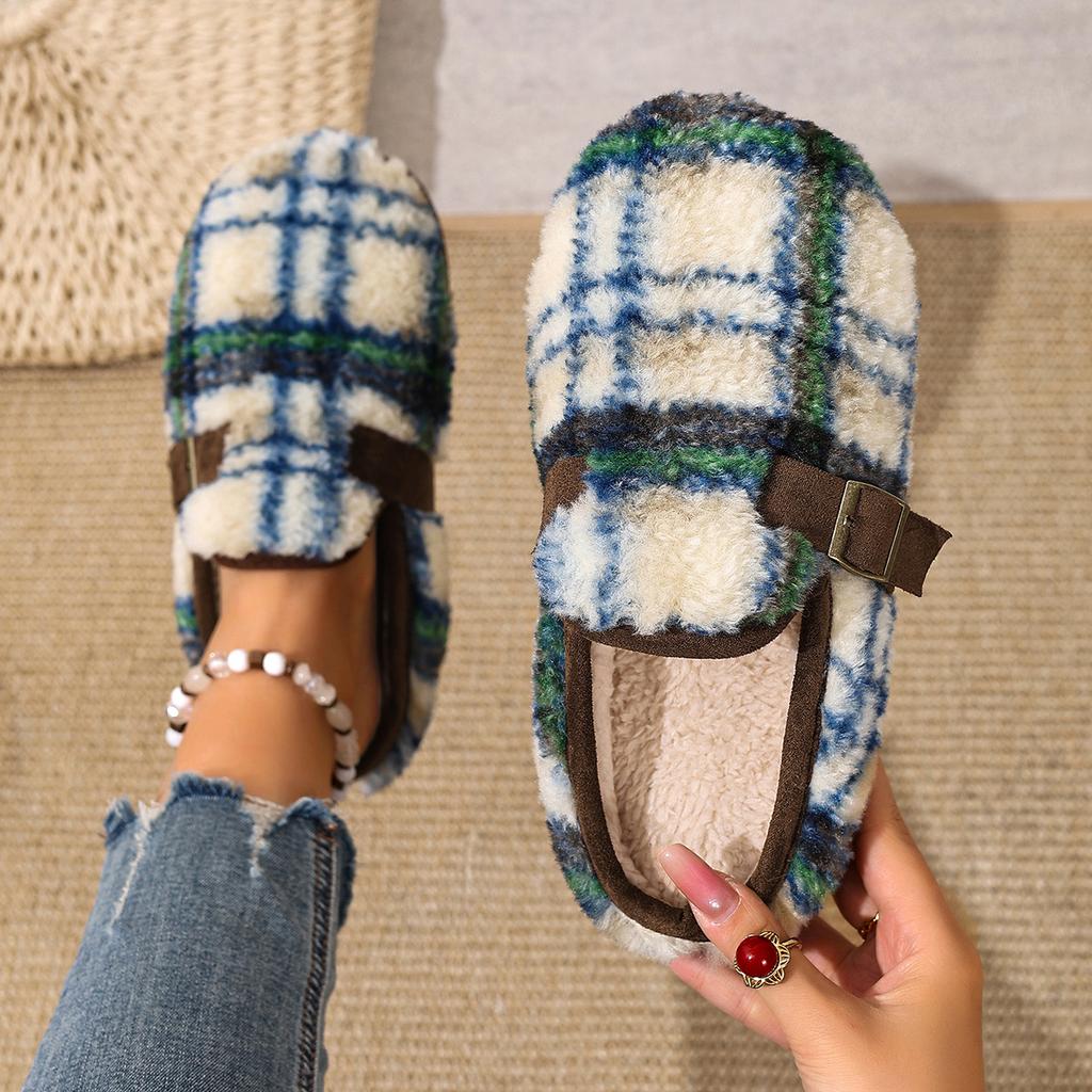 Fashion Women Slippers Fashion Outer Wear Style Women Cotton Slippers Retro Autumn Winter Warm Soft-soled Cotton Shoes Home Slides Women