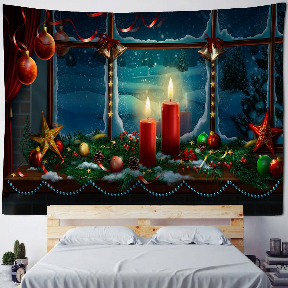 Christmas Santa Claus Workshop Tapestry Wall Hanging Festive Xmas Holiday Party Backdrop Decor for Bedroom Living Room