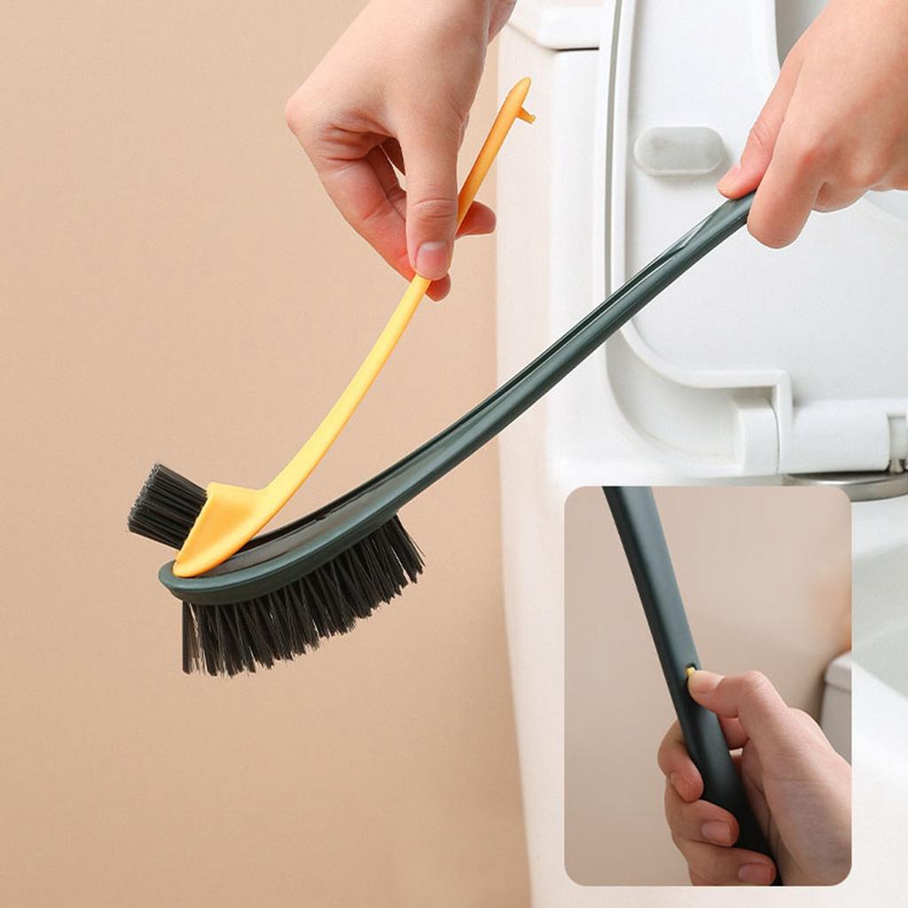 Double Sided Toilet Brush Prevent Scratch Soft Bristles Toilet Long Handle Cleaning Brushes for