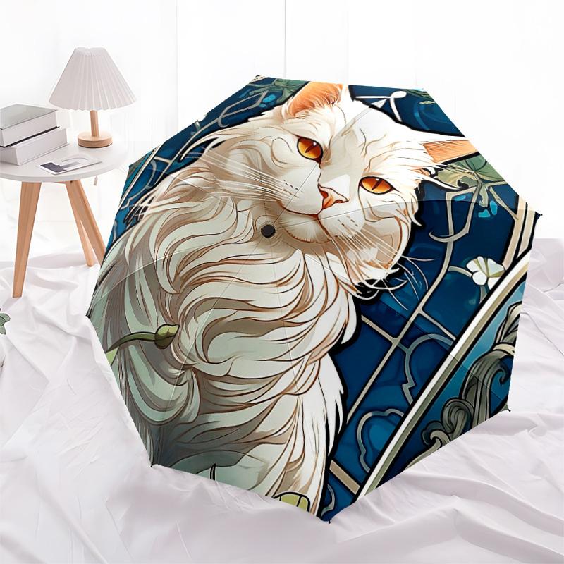 1pc Art Nouveau Cat Portrait Umbrella with Plastic Handle,Suitable for All Seasons Home Travel Outdoor UmbrellaDD205