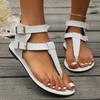 Fashion Women's casual sandals 2025 summer new French fairy style thick soled mid heel fashionable Roman shoes