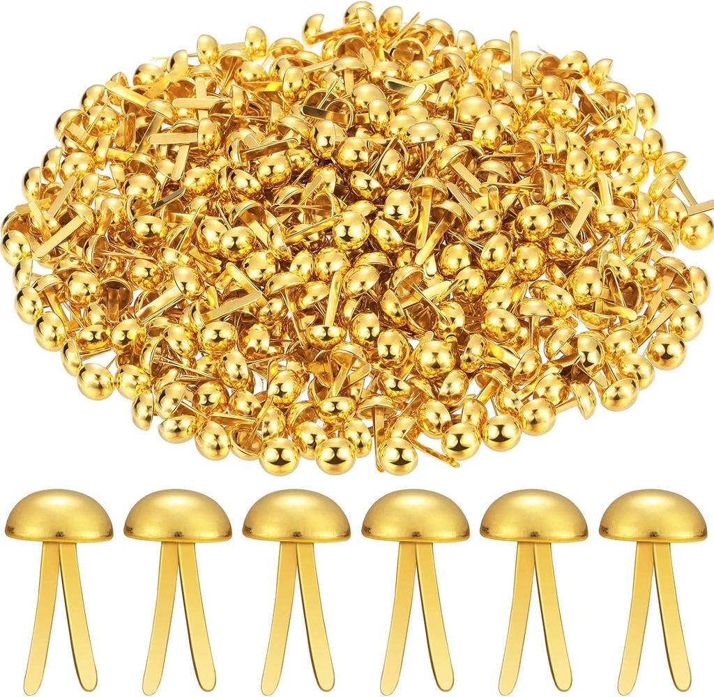 100 Pcs Brads for Paper Crafts Metal Round Brass Paper Fasteners for Craft Art Crafting School DIY Supplies,Golden.