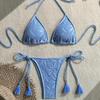 Solid Color Braided String Bikini Set Women Swimwear Beach Swim Wear Bathing Suits Brazilian Beach Vacation Swimsuit Pool Bather