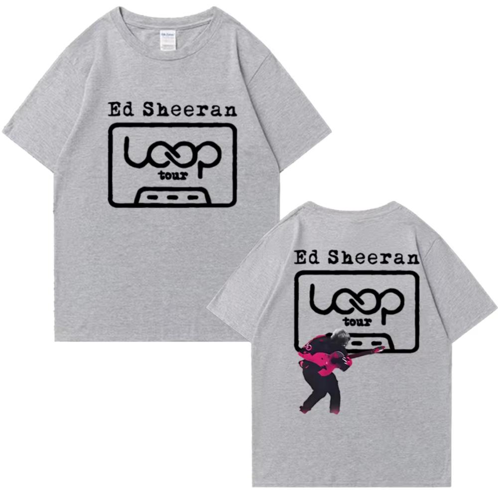 Hot Singer Ed Sheeran LOOP Tour 2025 Double Sided Graphic Short Sleeve Male T-shirt Printed Fashion T Shirt Men Women Cotton Top